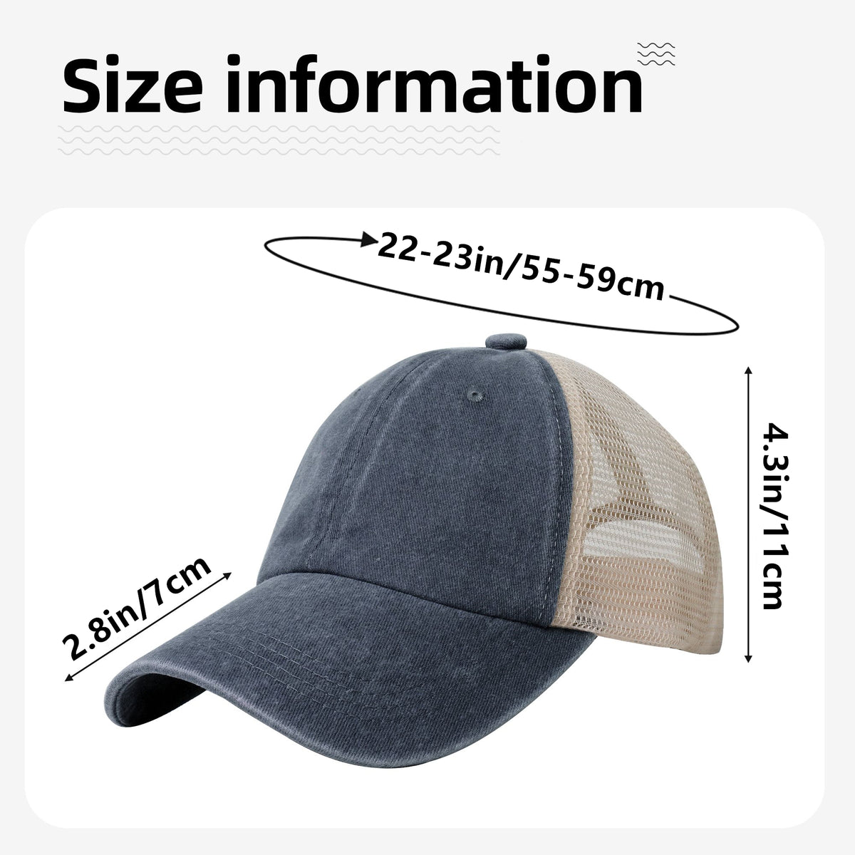 Navy Blue Breathable Baseball Cap With Mess Back