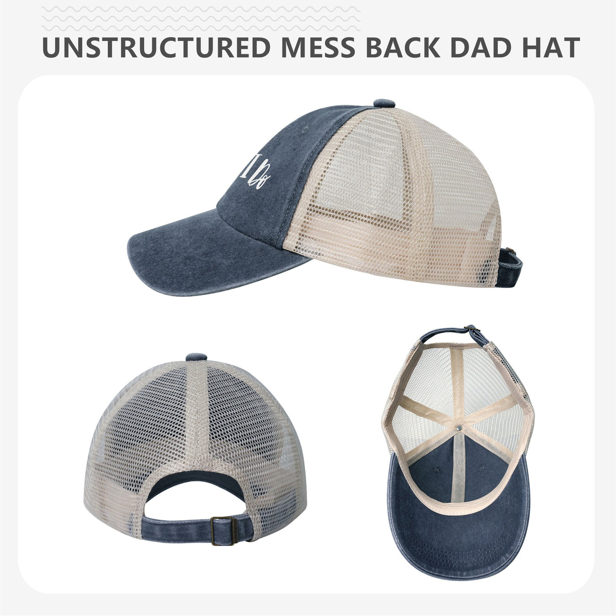 Yes I Do Print Navy Blue Mess Back Baseball Cap