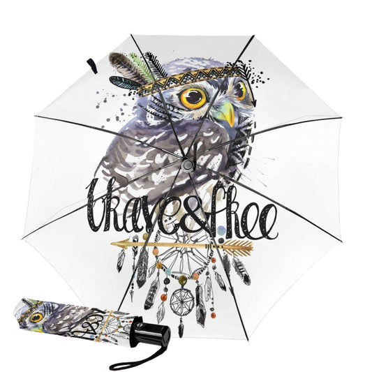 Small Travel Umbrella With Night Owl Design Inside