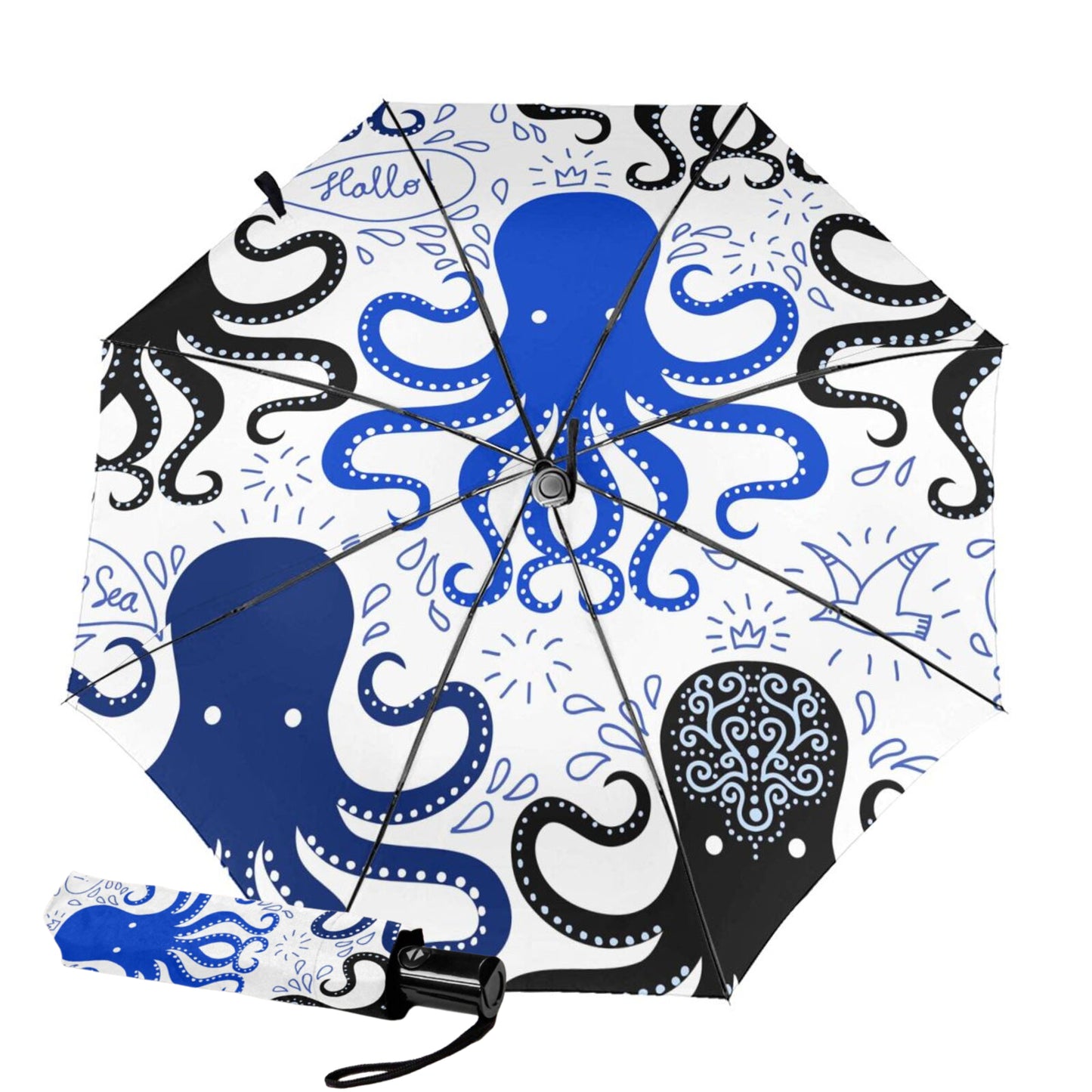 Foldable Umbrella With Octopus Print Inside