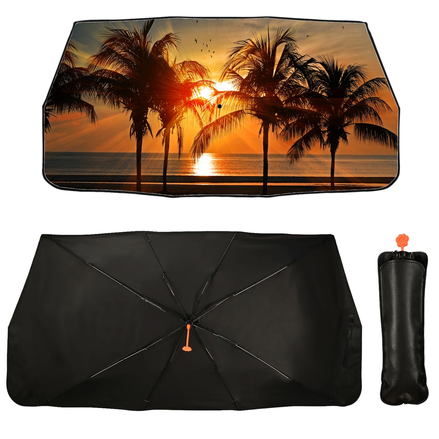 Palm Tree Car Windscreen Sun Shade Umbrella