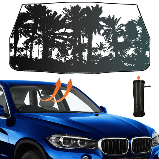 Palm Tree Printed Car Sunshade Umbrella