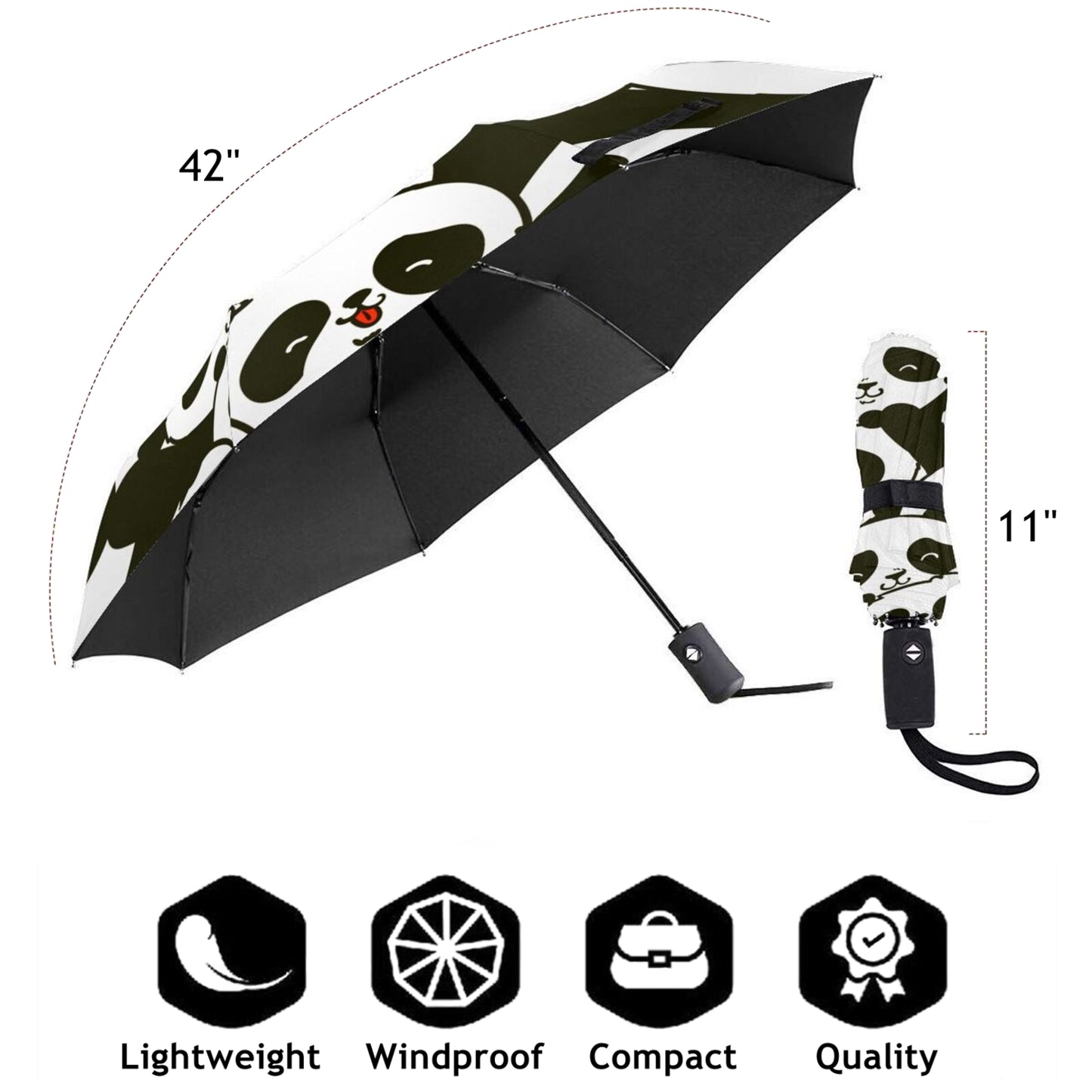 Cute Panda Compact Travel Umbrella