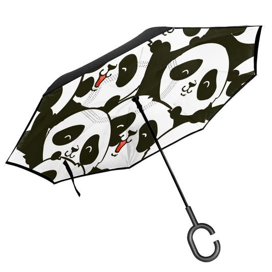 Panda Printed Inverted Umbrella