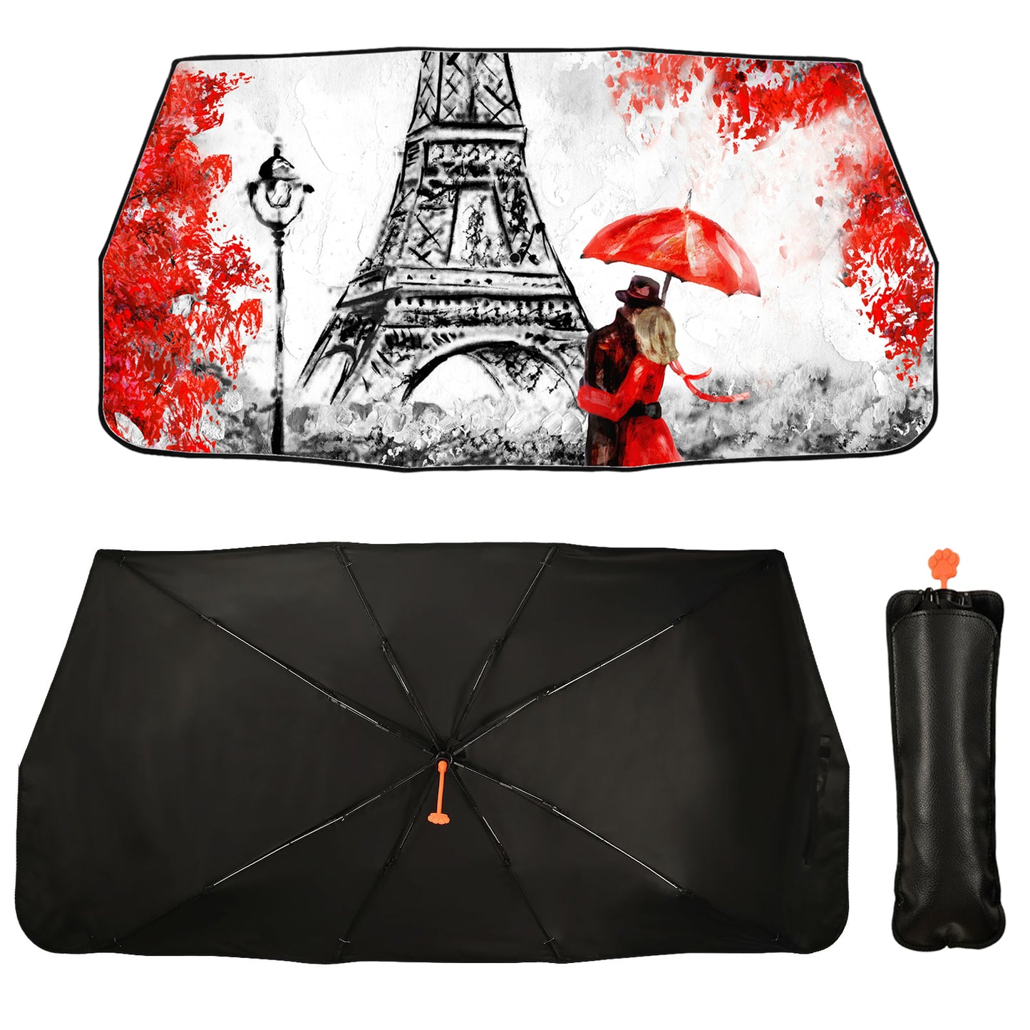 Paris Lovers Car Windshield Sunshade Umbrella