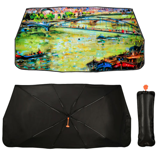 Paris Oil Painting Windshield Sunscreen Umbrella