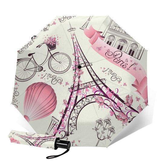 Paris Pink Foldable Compact Umbrella