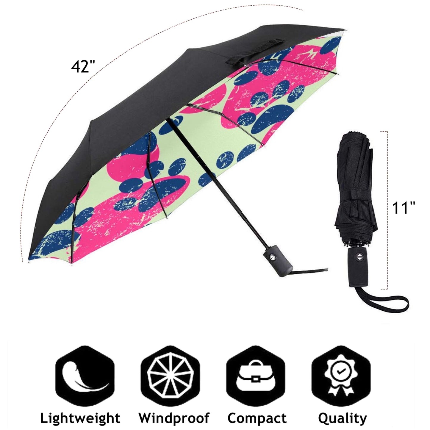 Paw Design Inside Automatic Foldable Umbrella