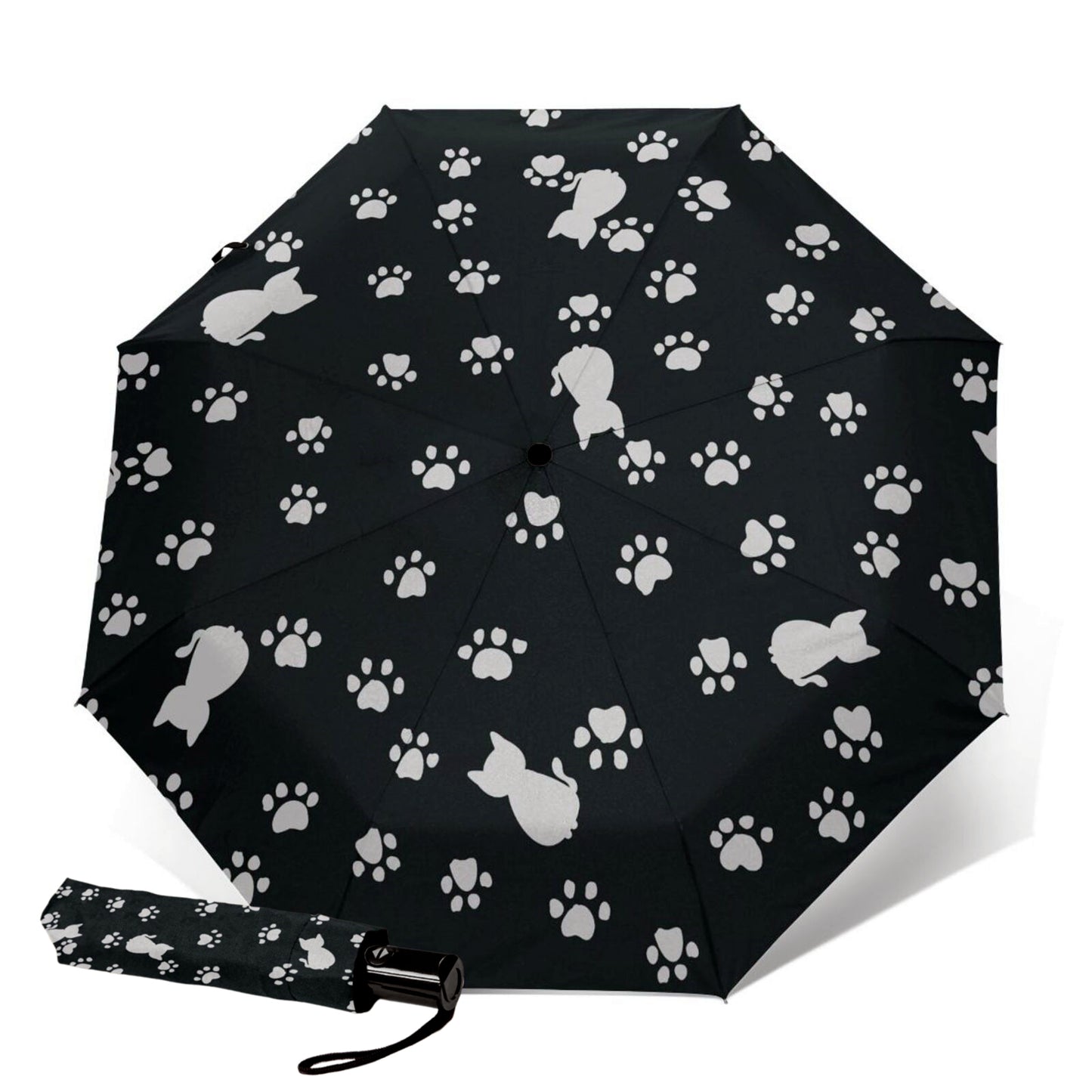 Paw Print Folding Travel Umbrella