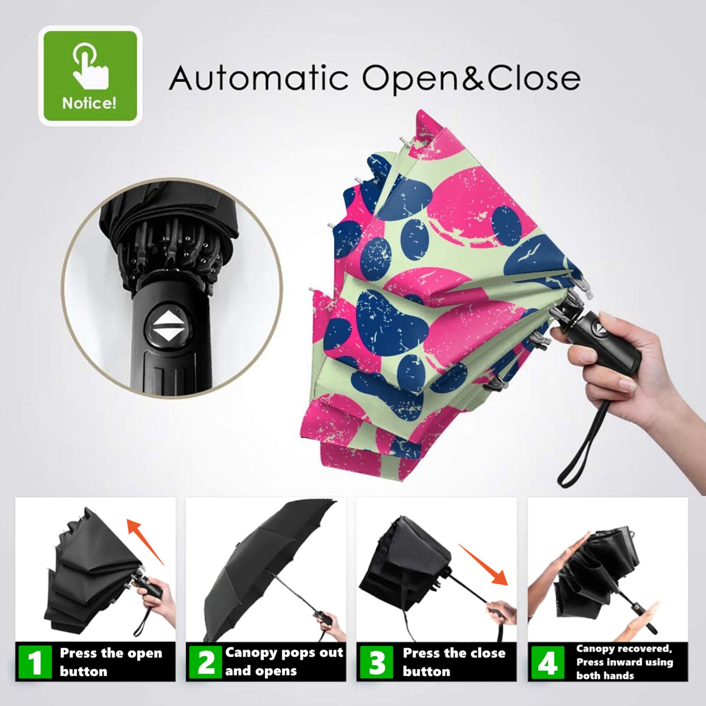 Paw Design Inside Automatic Foldable Umbrella