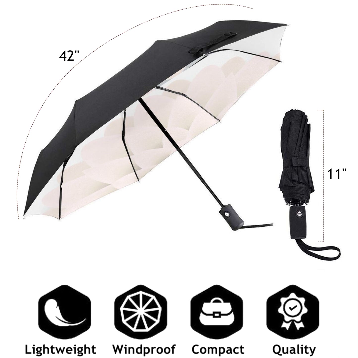 Small Foldable Umbrella With White Flower Design Inside