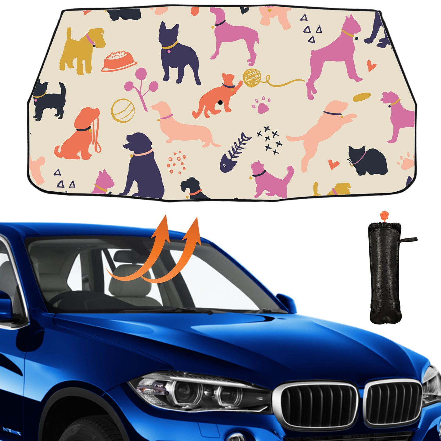 Cat And Dog Printed Car Sun Shades