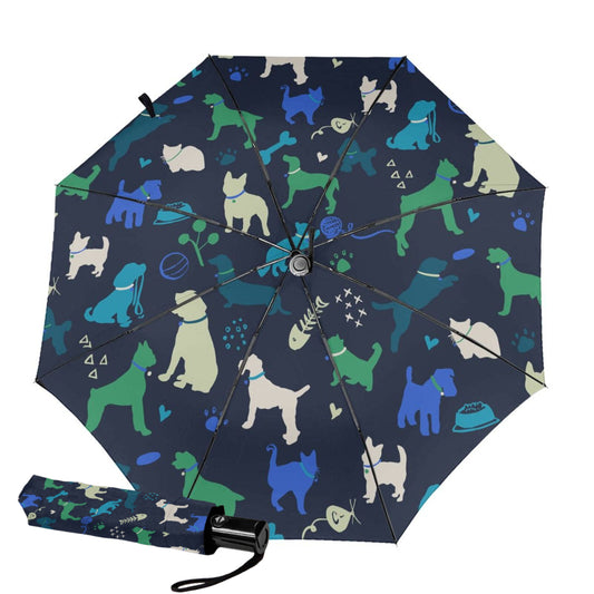 Small Travel Umbrella With Pets Print Inside