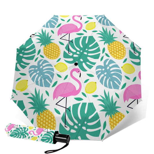 Pineapple And Flamingo Printed Fold Up Umbrella