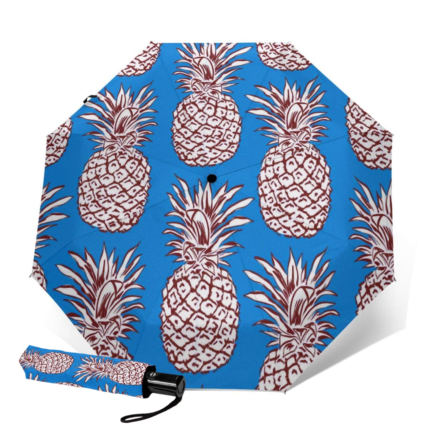 Pineapple Design Sun Protection Travel Folding Umbrella Automatic Open And Close