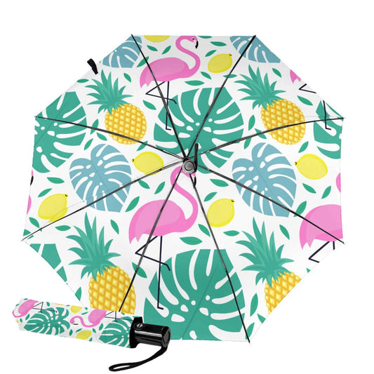 Pineapple And Flamingo Inside Automatic Foldable Umbrella