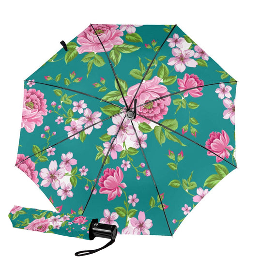 Small Automatic Umbrella With Pink Flower Inside