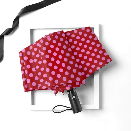 Pink Polka Dot Compact Umbrella