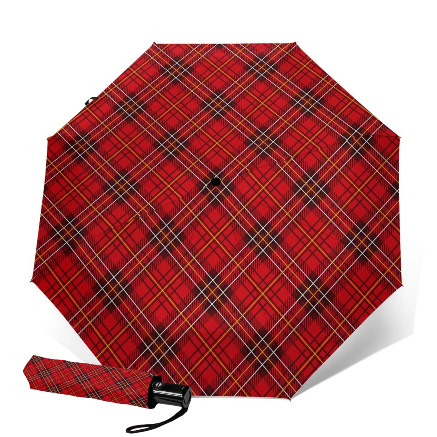 Plaid Foldable Travel Umbrella