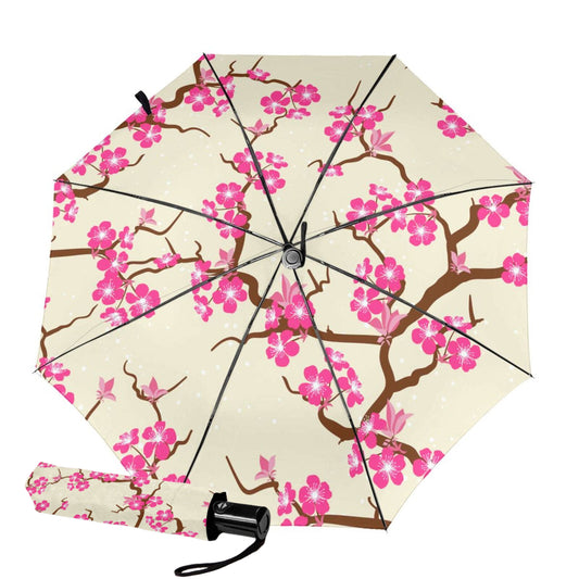 Plum Blossom Design Inside Automatic Foldable Umbrella