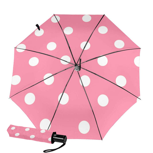 UV Blocking Automatic Compact Umbrella With Polka Dot Design Inside