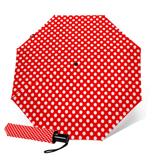 Red And White Polka Dot Foldable Umbrella