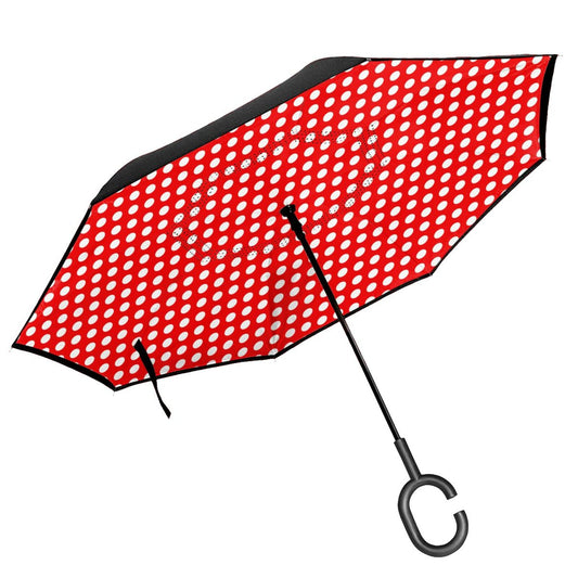 Red And White Polka Dot Inverted Umbrella