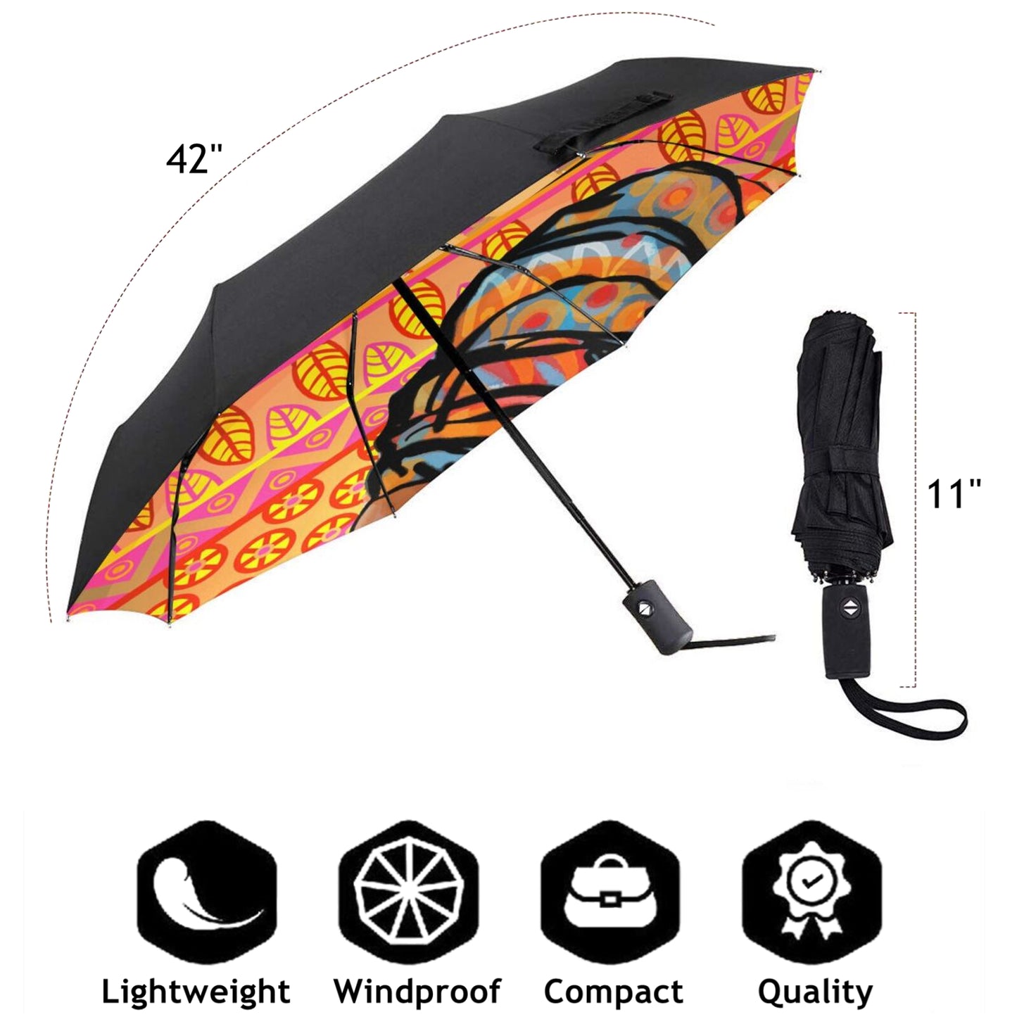 African Woman With Turban Print Inside Travel Umbrella