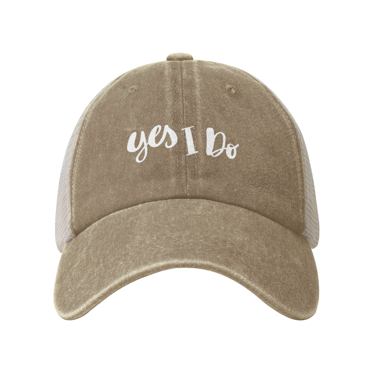 Yes I Do Print Beige Mess Back Baseball Cap