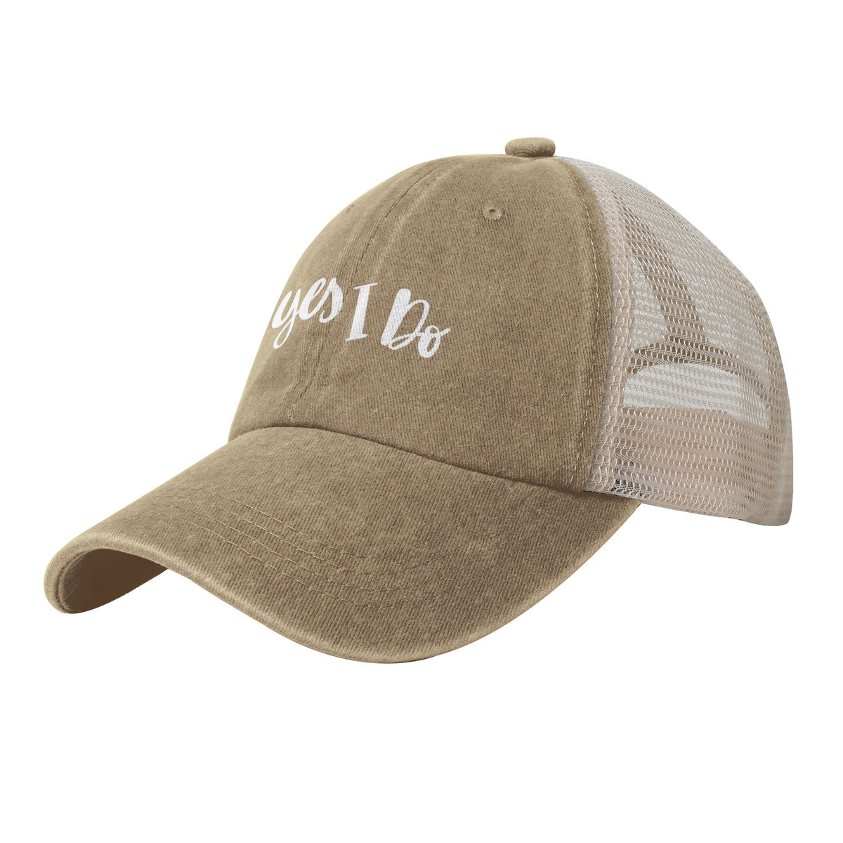 Yes I Do Print Beige Mess Back Baseball Cap
