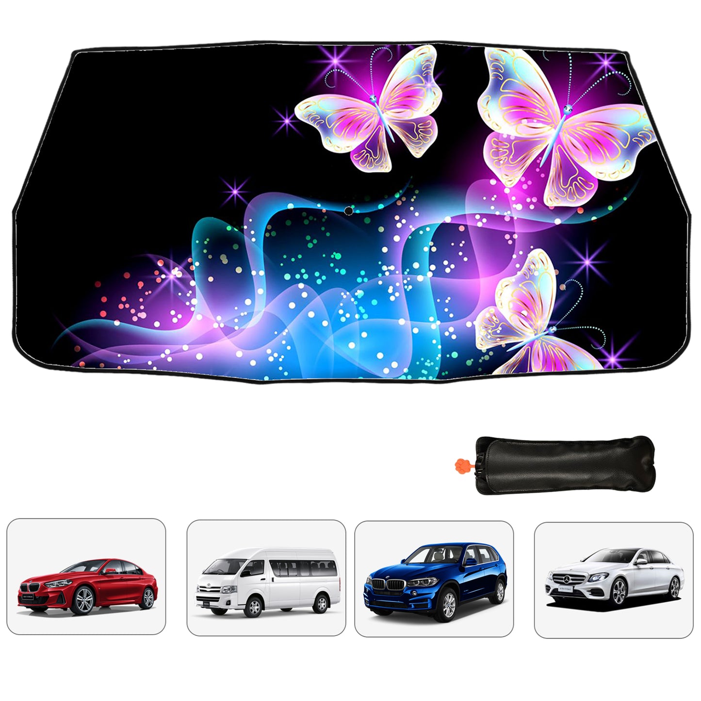 Umbrella Style Car Sun Shade With Butterfly Design