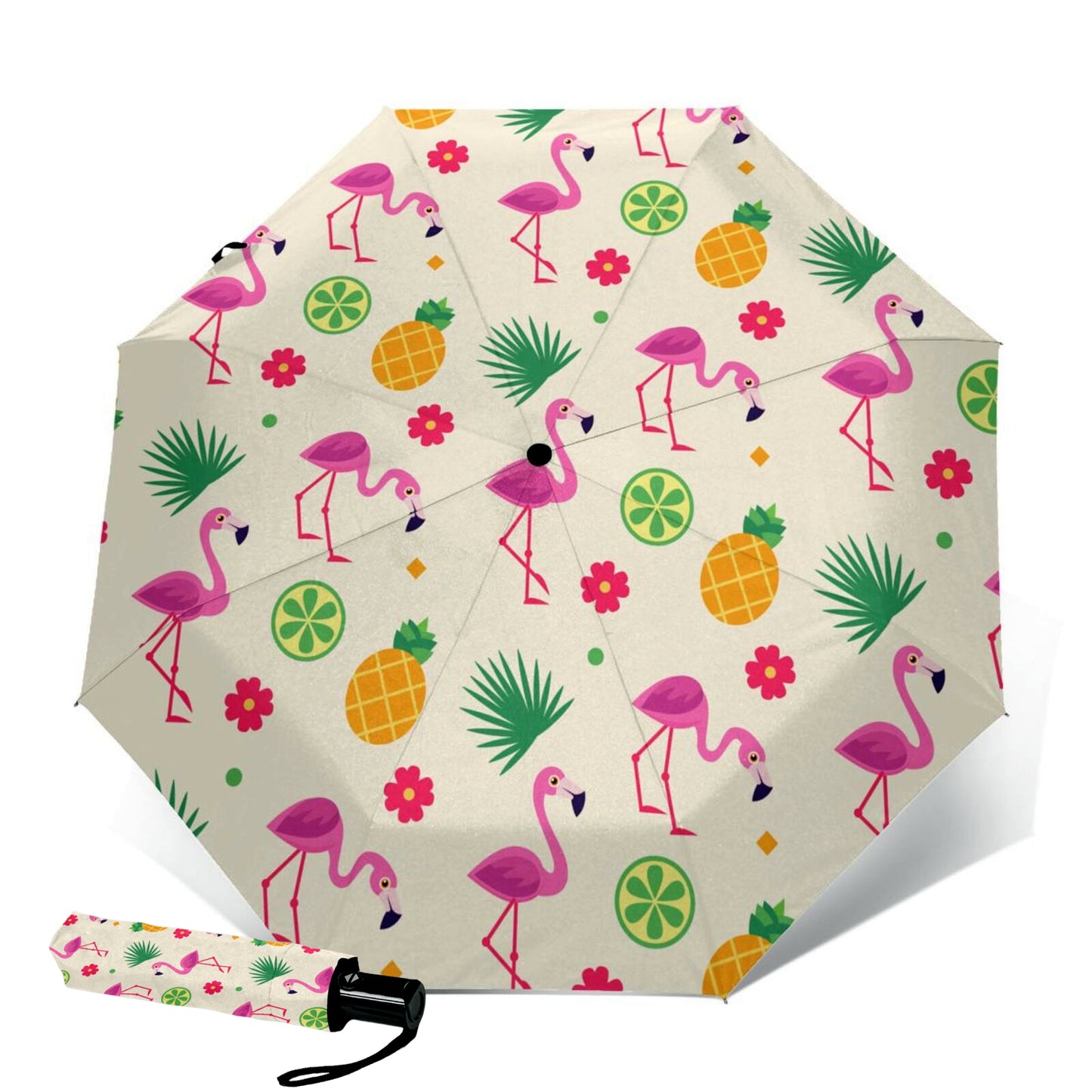 Purple Flamingo Compact Umbrella