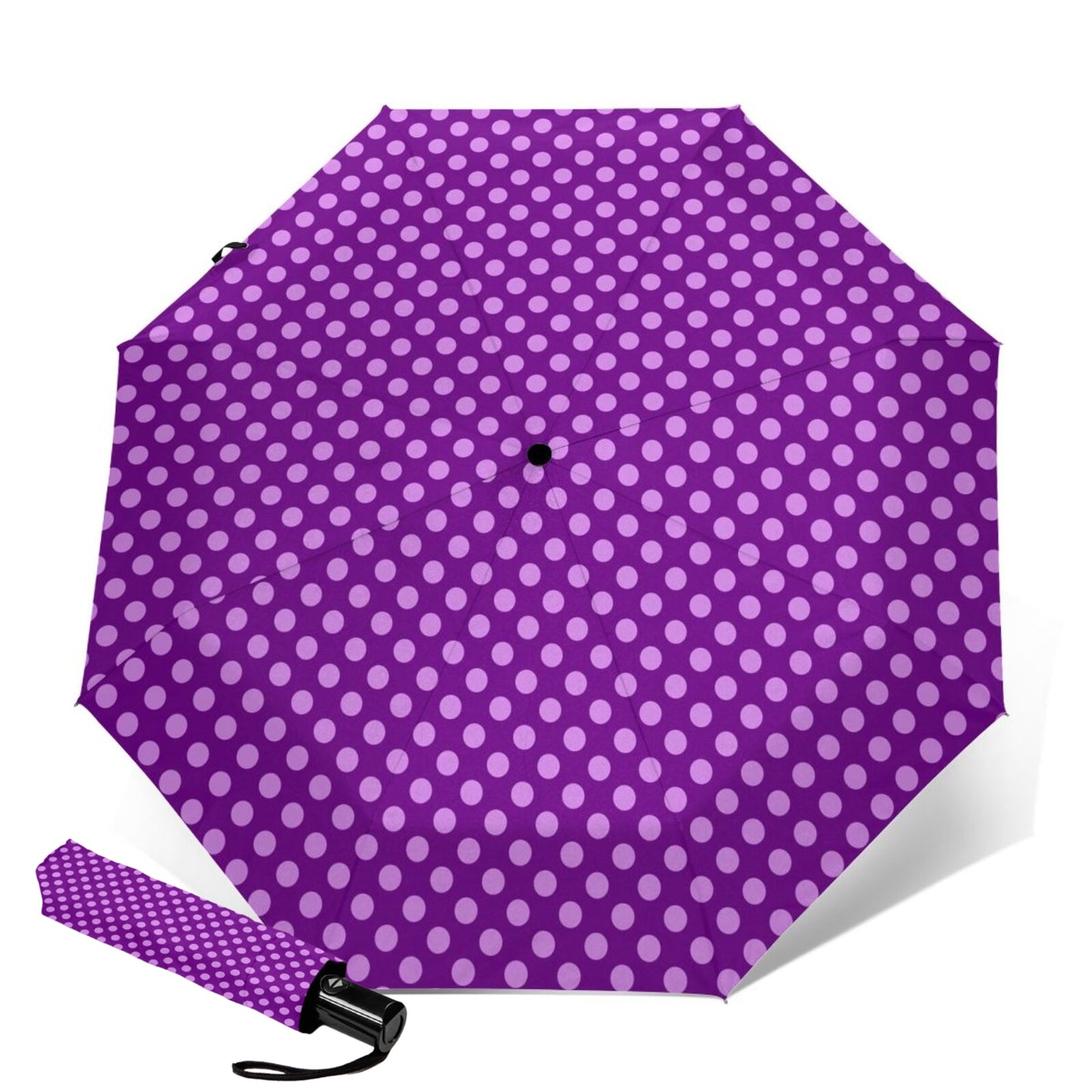 Purple Polka Dot Folding Umbrella