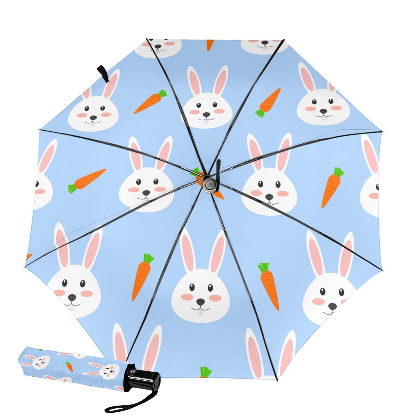 Funny Rabbits Design Inside Small Compact Umbrella