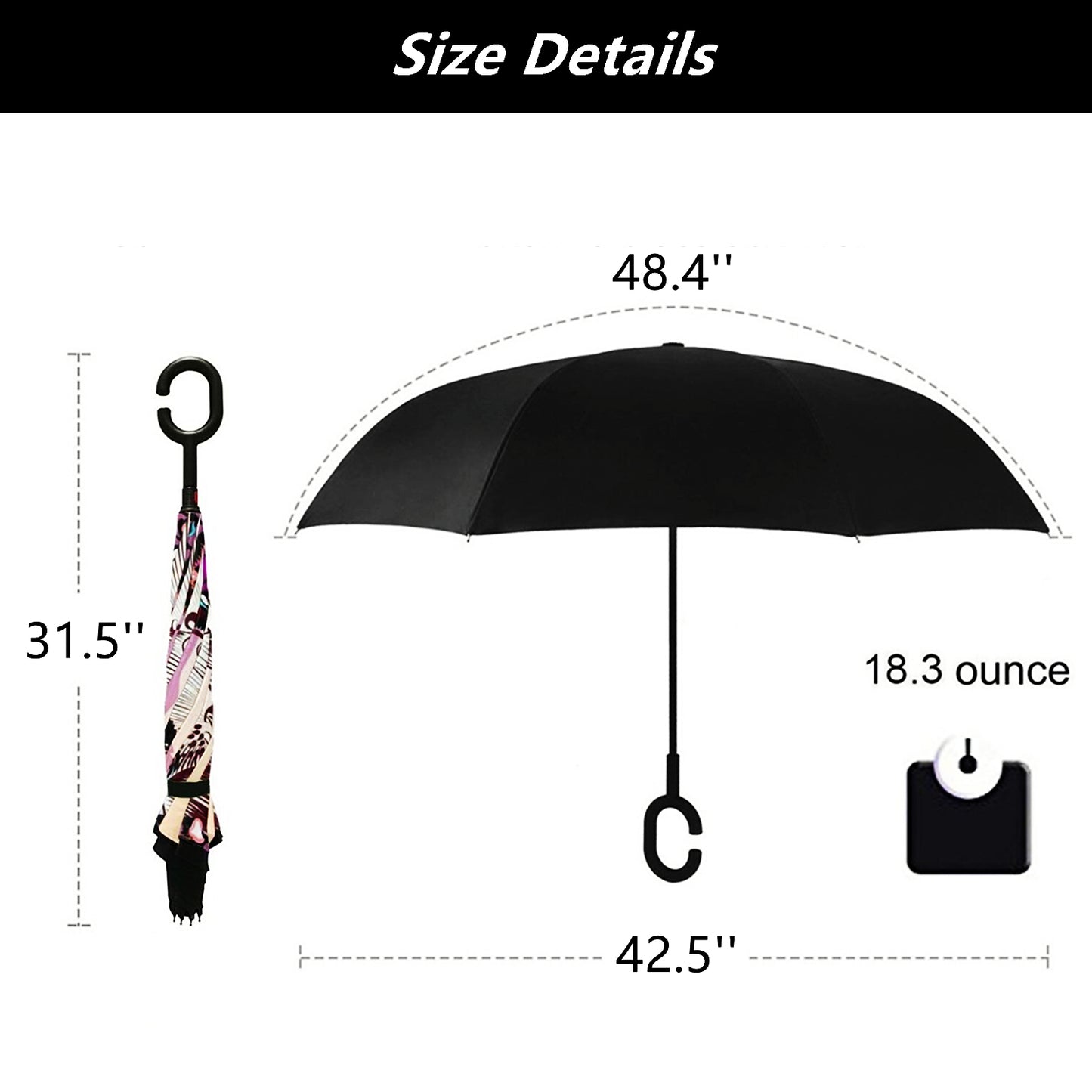 Butterfly Printed Inverted Umbrella