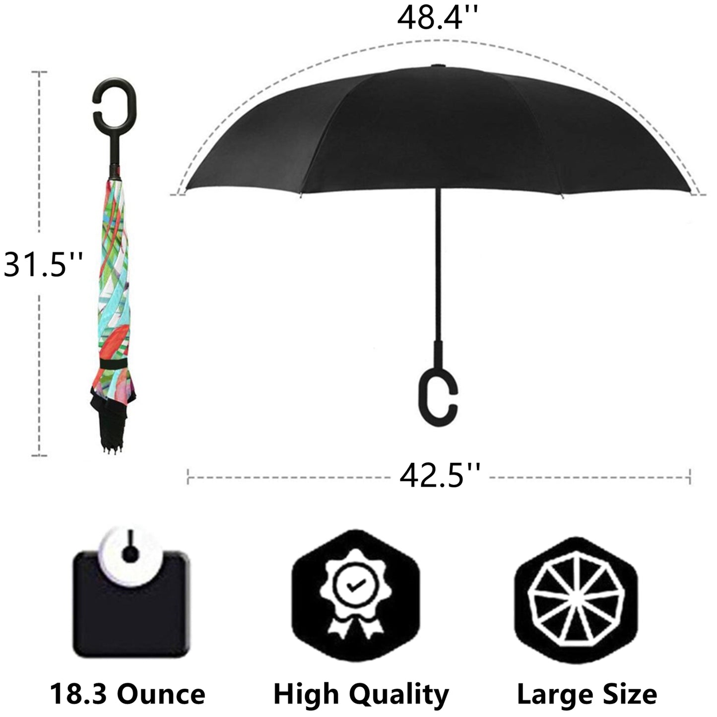 Flamingo Printed Inverted Umbrella