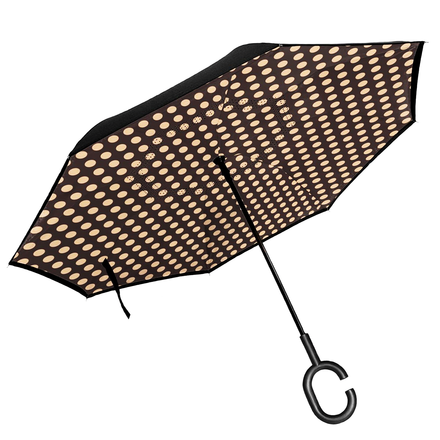 Beige Polka Dots Inverted Umbrella