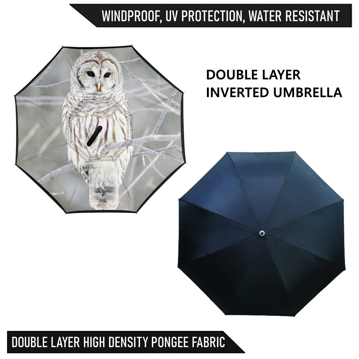 Snowy Owl Printed Inverted Umbrella