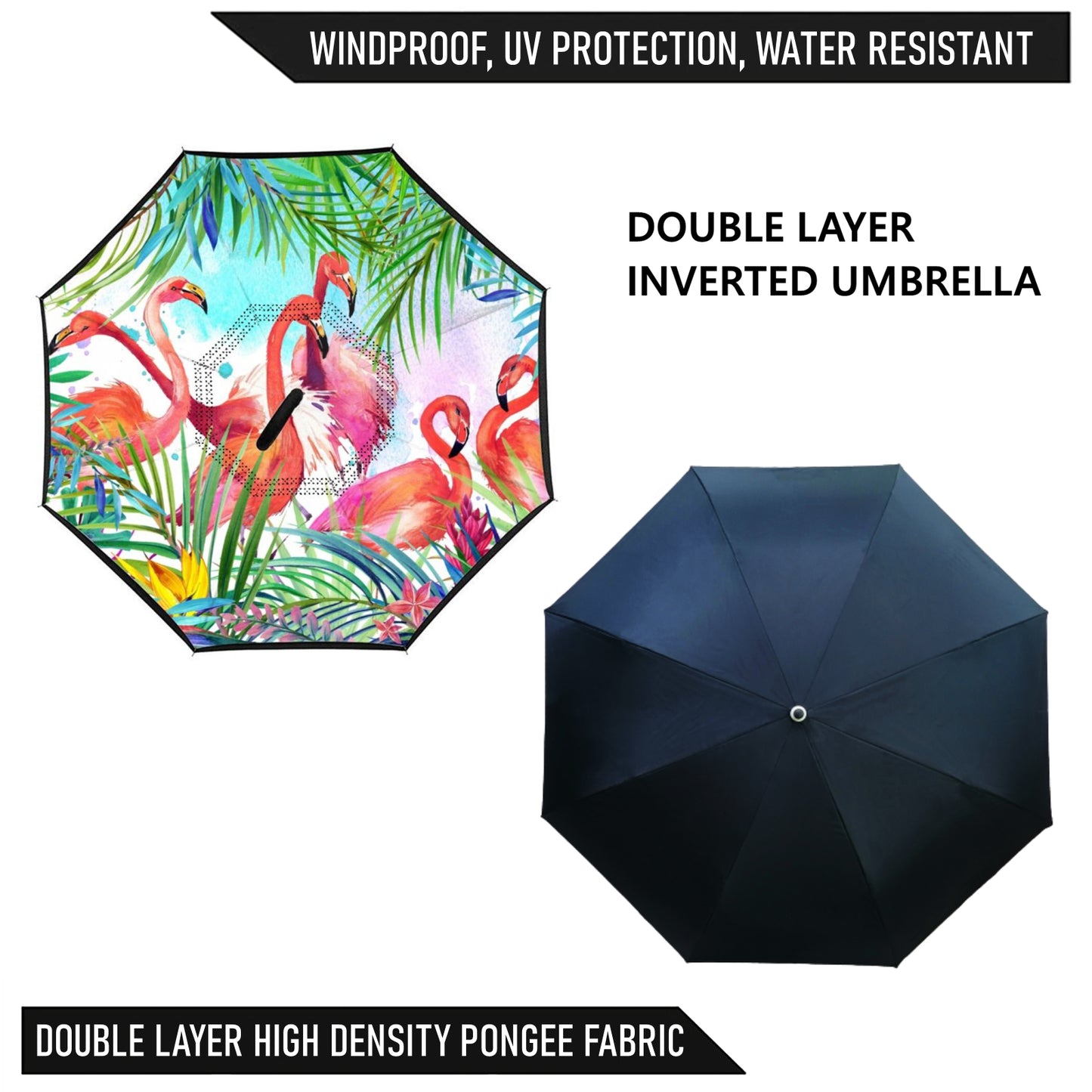 Flamingo Printed Inverted Umbrella