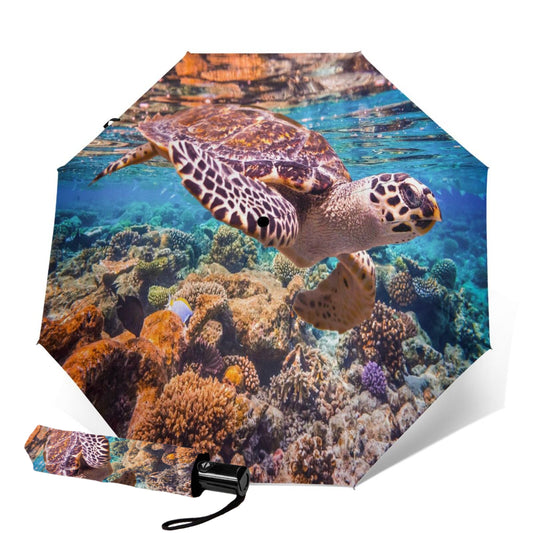 Funny Sea Turtle Compact Foldable Umbrella