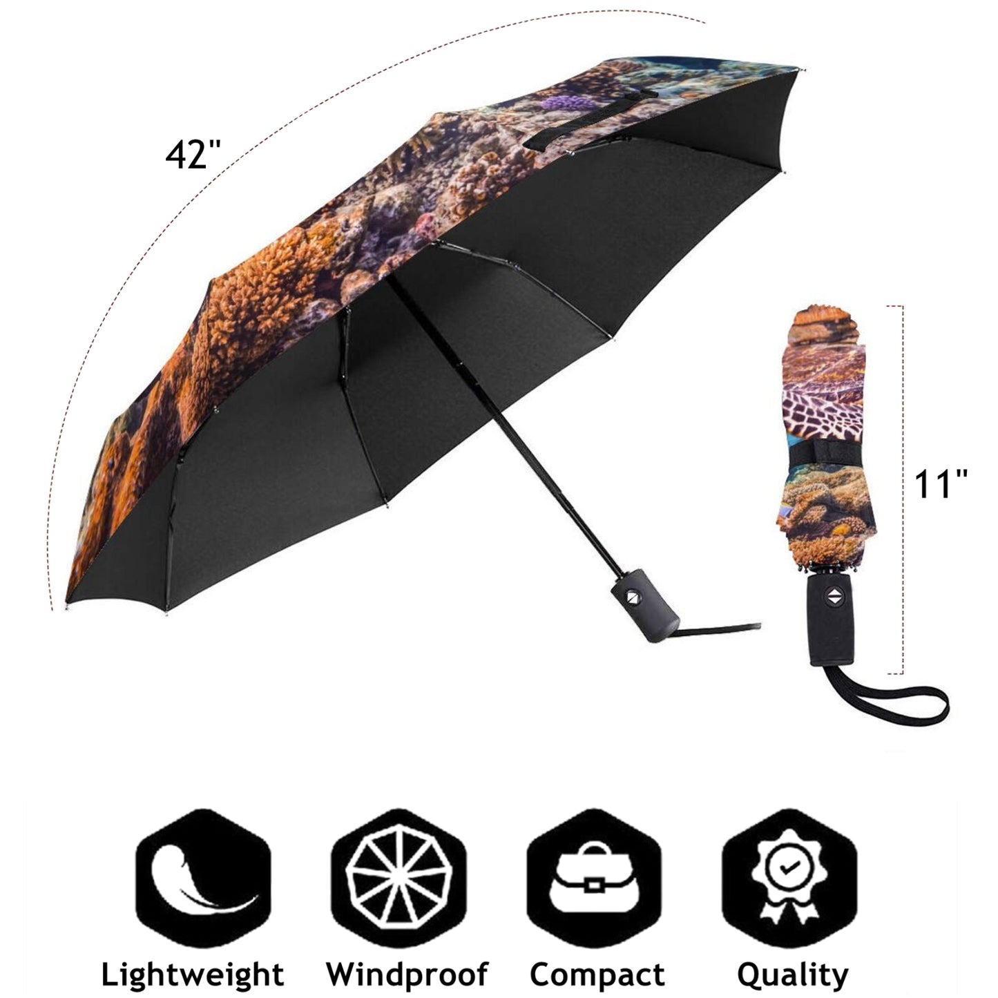 Funny Sea Turtle Compact Foldable Umbrella