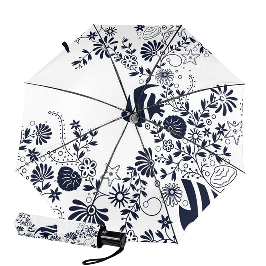 Folding Umbrella With Seaweed And Fish Print Inside