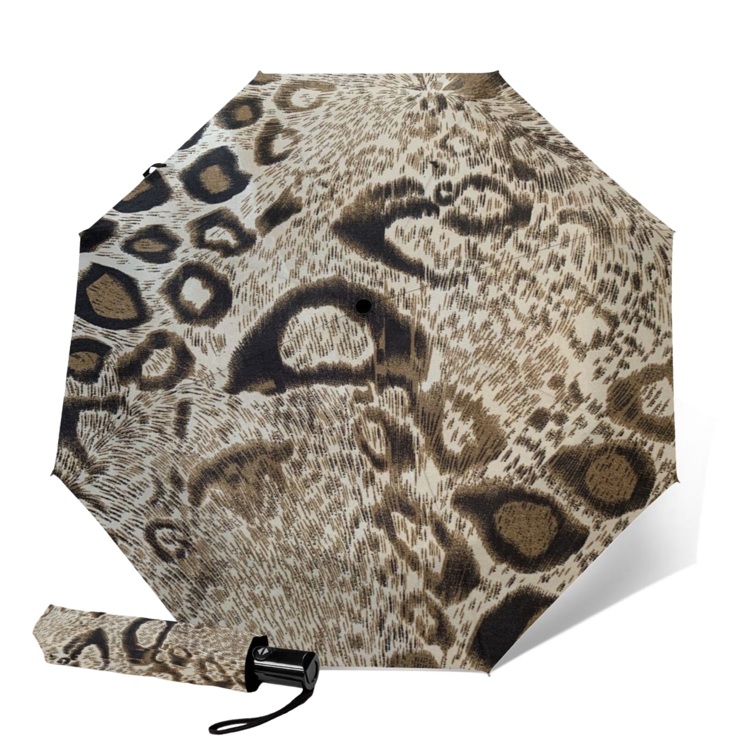 Silver Leopard Folding Umbrella