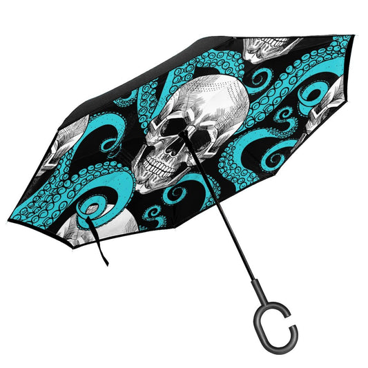 Skull Printed Inverted Umbrella