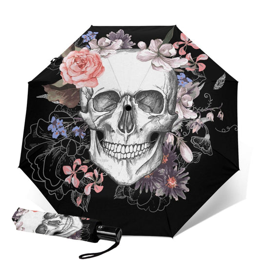 Black Skull Folding Umbrella