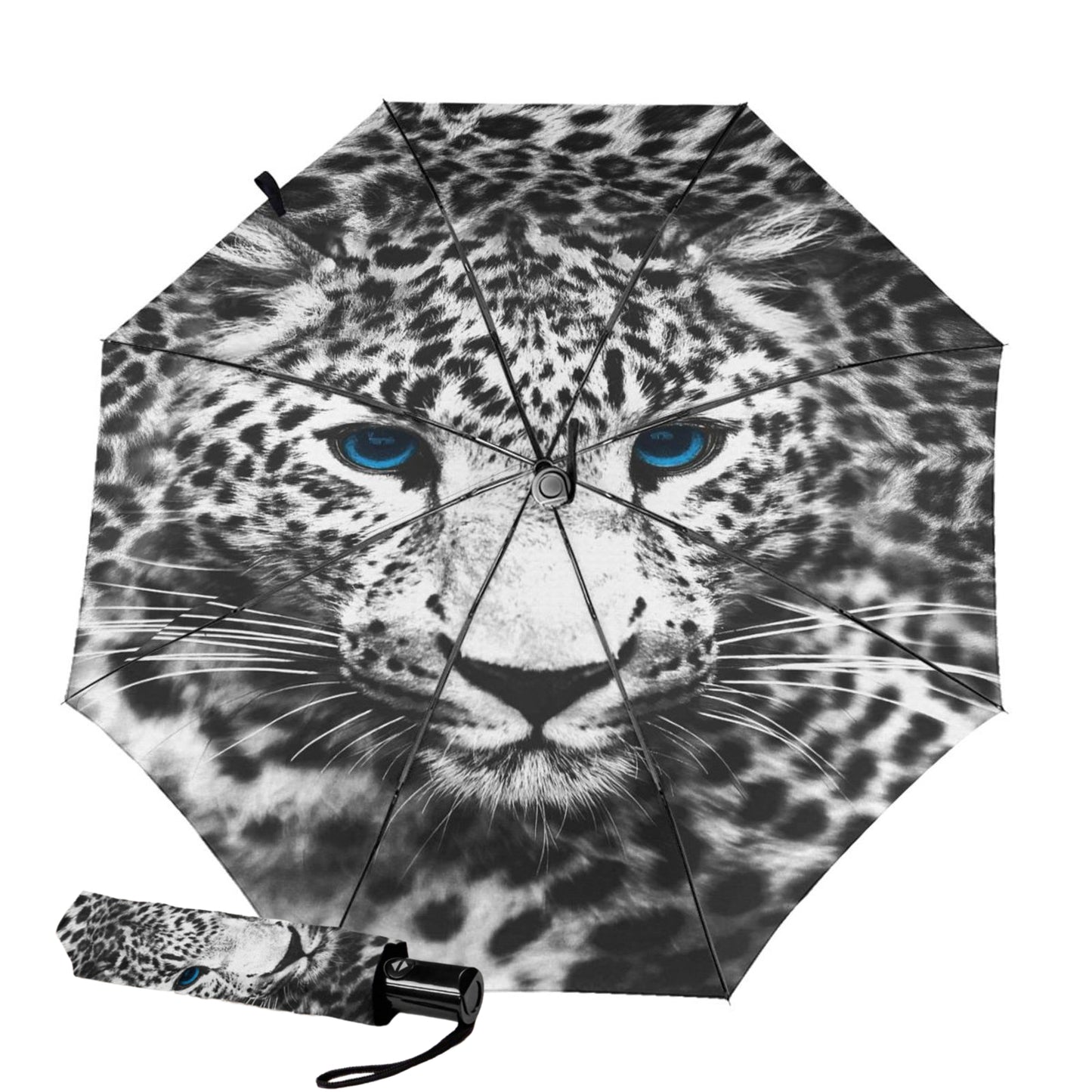 Snow Leopard Design Inside Small Compact Umbrella