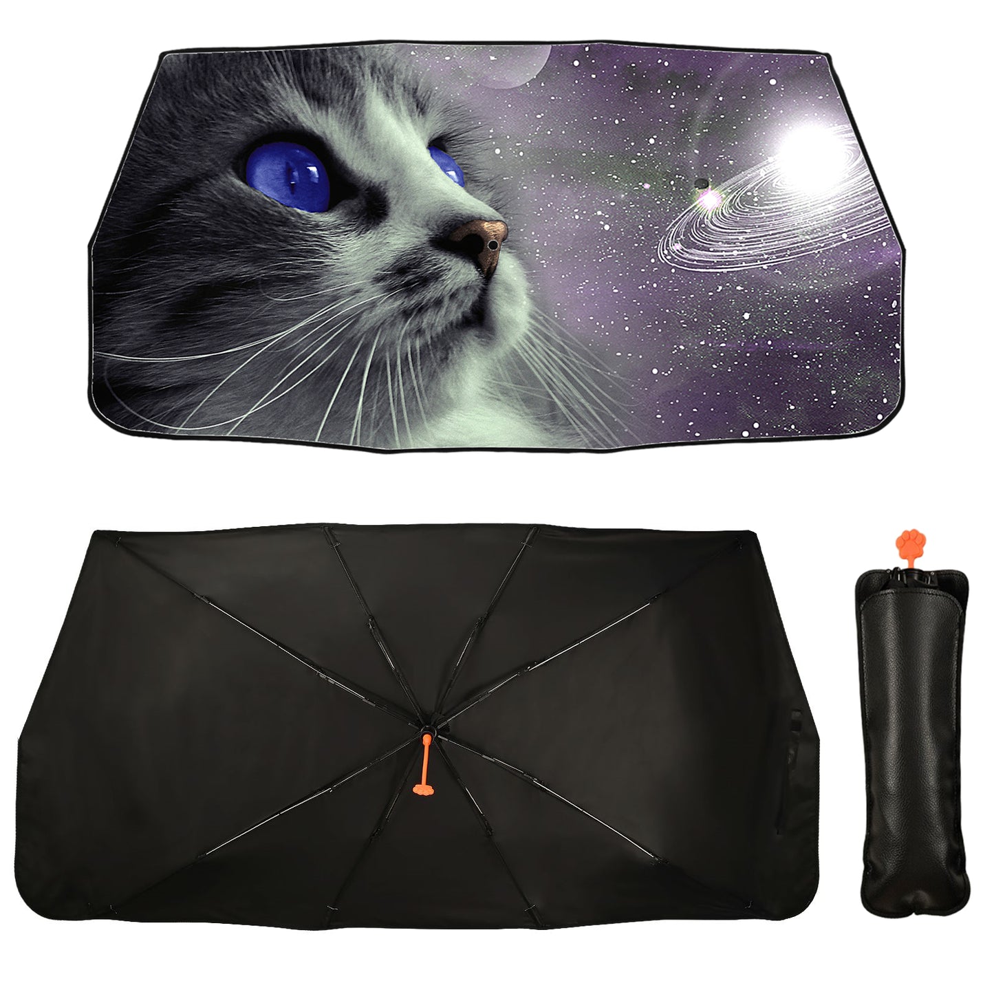 Space Cat Folding Car Windscreen Sun Shade