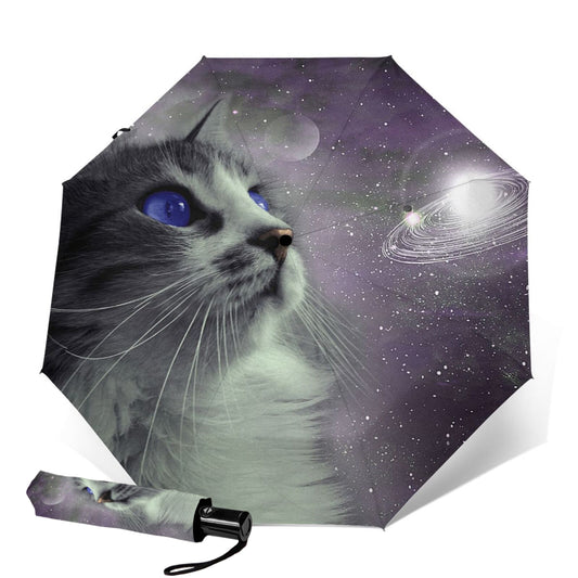 Space Cat Design Folding Umbrella