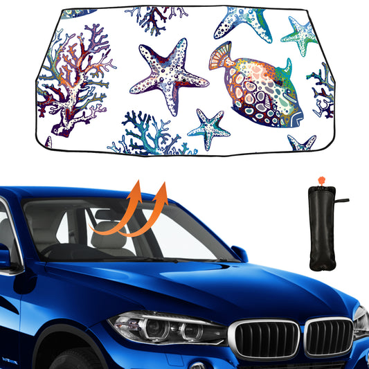 Starfish Coral And Fish Car Windshield Umbrella