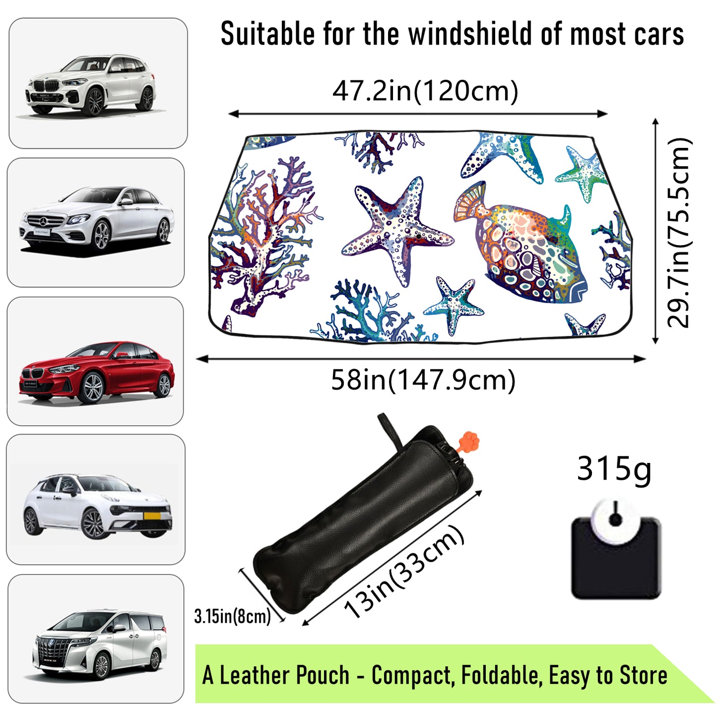 Starfish Coral And Fish Car Windshield Umbrella